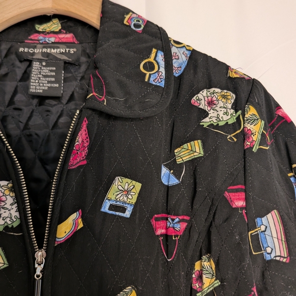 Vintage Colorful Women's Jacket with Purse Print - Picture 4 of 5